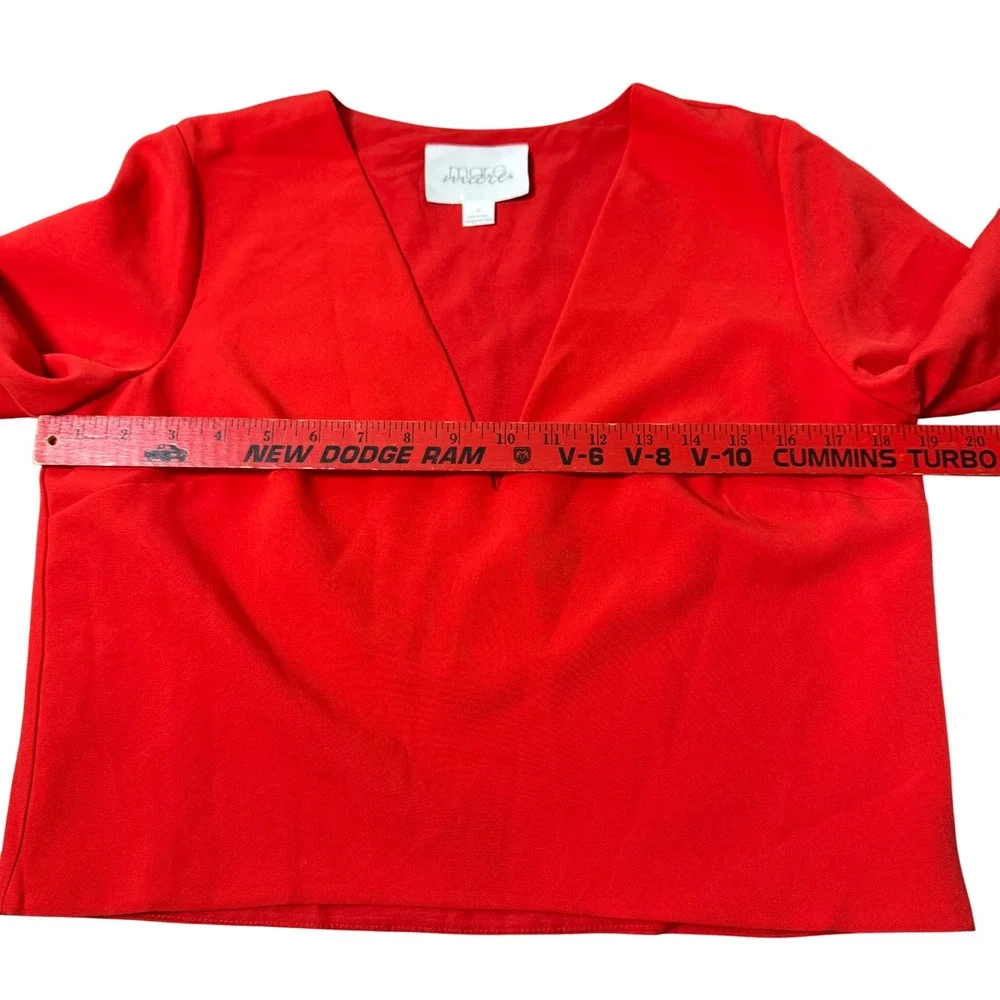 Anthropologie Mare Mare V-Neck Cape Blouse Women's Size Small Red - Picture 6 of 8